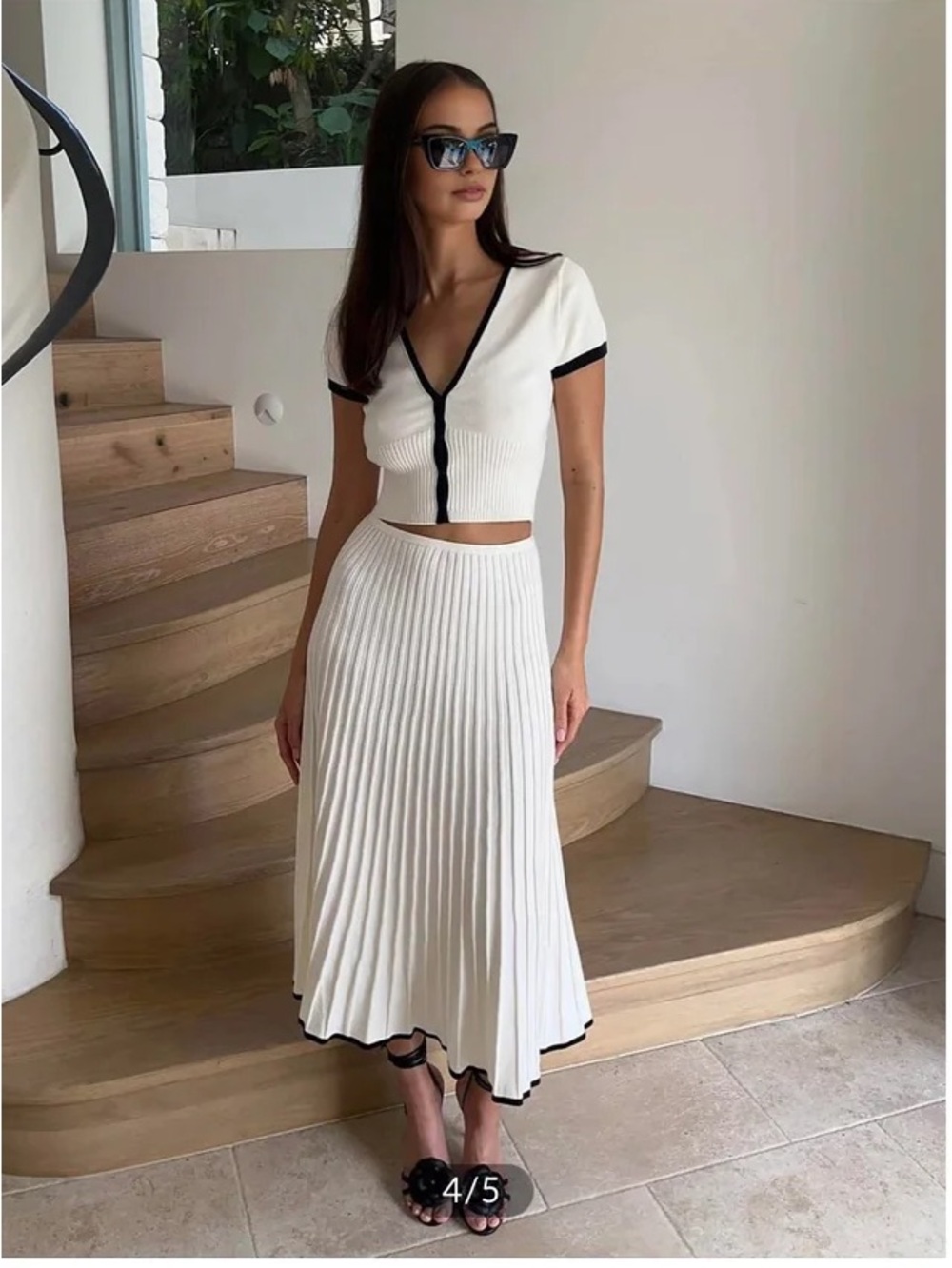 Meshki | Jolene Contrast Rib Knit
Set | Color: Black/White